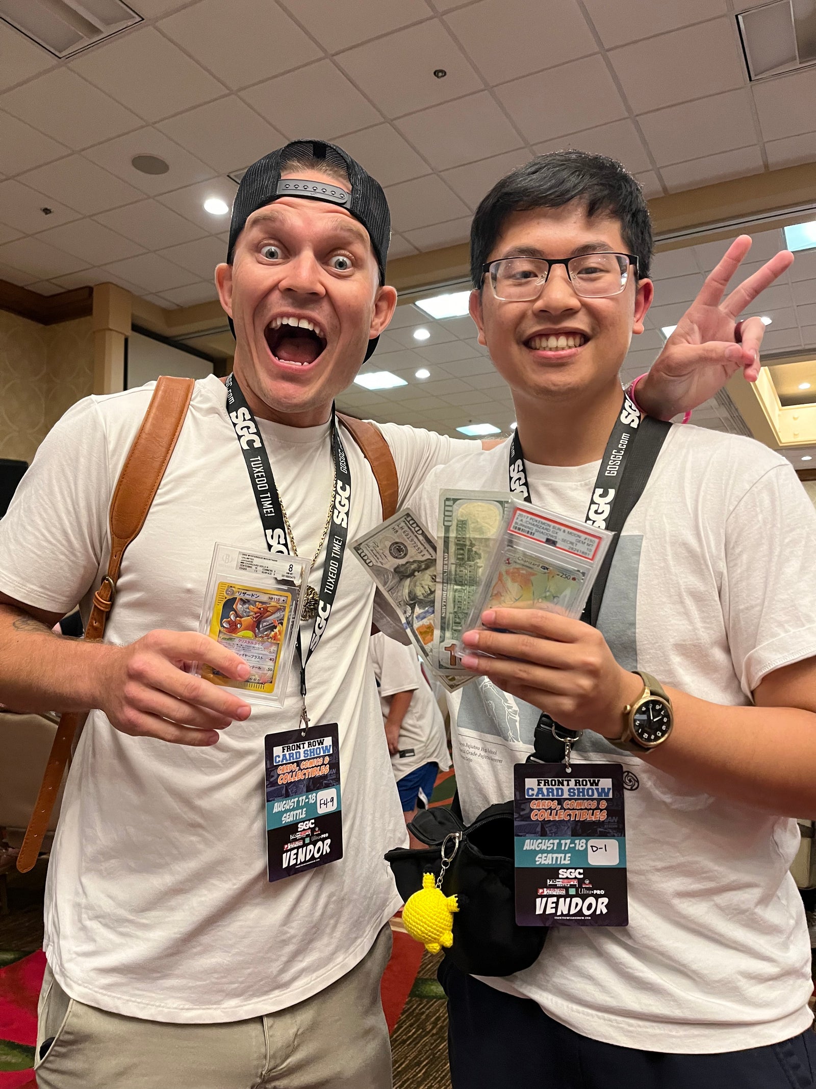A Charizard slab deal at the table