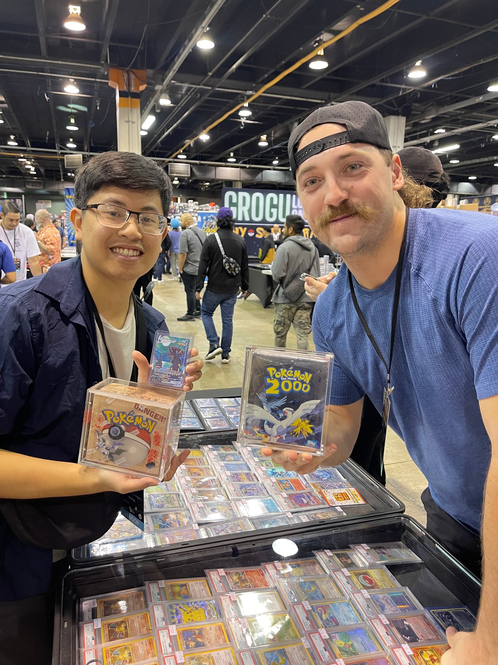 Kevin at the Gira Ninja table with vintage sealed and a case of slabs